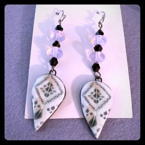 Pink and Smokey grey earrings